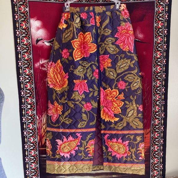 AMAZING groovy vintage 60s 70s quilted paisley floral maxi skirt - Picture 4 of 7